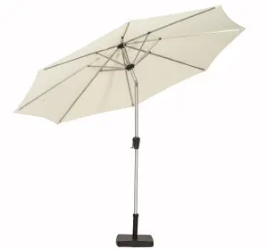 3m Ivory Brushed Aluminium Crank and Tilt Parasol