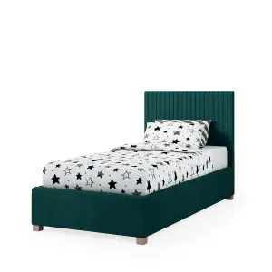 Rest Relax Emma Solo Ottoman Bed Plush Velvet Emerald Green - Single 3ft