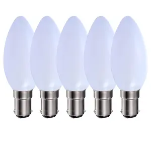 Harper Living 5 Watts B15 SBC Small Bayonet LED Light Bulb Opal Candle Warm White Dimmable, Pack of 5