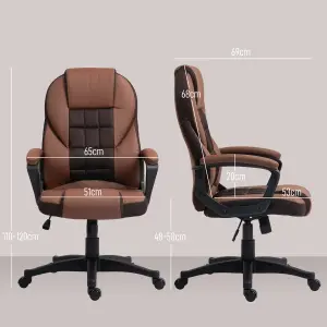 HOMCOM Executive Office Chair High Back Computer Chair with Armrests Brown