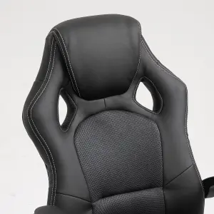 HOMCOM High-Back Gaming Chair Swivel Home Office Computer Racing Gamer Desk Faux Leather, Black