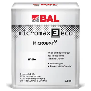 BAL Micromax3 ECO Antimicrobial Wall & Floor White Grout, 2.5kg