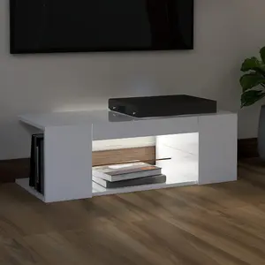 vidaXL TV Cabinet with LED Lights High Gloss White 90x39x30 cm