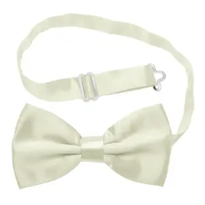 Ivory Satin Polyester Bow Tie for Casual & Formal Wear, Wedding Party Accessory