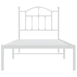 Berkfield Metal Bed Frame with Headboard White 90x190 cm