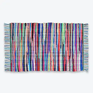 Chindi Recycled Rag Rug with Fringe - 60 x 90cm