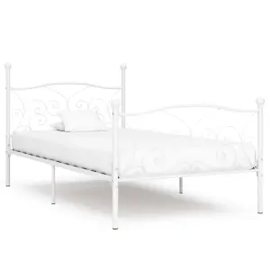 Berkfield Bed Frame with Slatted Base White Metal 100x200 cm