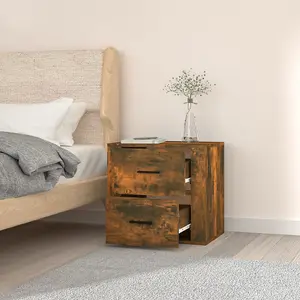 Berkfield Wall-mounted Bedside Cabinet Smoked Oak 50x36x47 cm