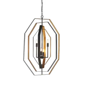 Luminosa Macerata 4 Light Ceiling Pendant Aged Bronze Effect & Antique Gold Paint