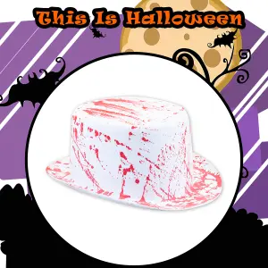 Halloween Bloody Top Hat Fancey Dress Hat Trick or Treat Party 14cm White