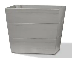 Winawood Polymer Wood Effect Zero Maintenance Fully Weatherproof Set of 2 Small Planters - Stone Grey