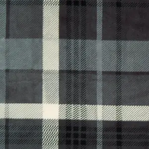 OHS Winsford Flannel Check Fleece Throw - Grey