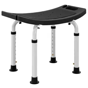 HOMCOM Aluminium Shower Stool w/ Adjustable Height Non-Slip Bath Stool Black