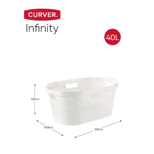 Curver Infinity White Dot Plastic Laundry basket, 40L