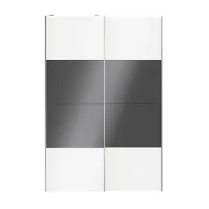 Atomia Panelled Anthracite & white High gloss & matt 2 door Sliding Wardrobe Door kit (H)2250mm (W)1500mm