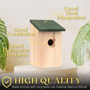 Traditional Wooden Garden Ornaments Outdoor Bird House Slate/ Green Coloured Roof Stunning Garden Bird Box