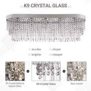 HOMCOM Raindrop Crystal Chandelier Ceiling Light for Restaurant Kitchen