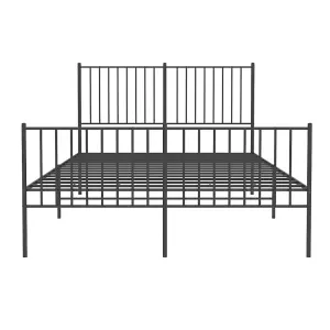 Berkfield Metal Bed Frame with Headboard and Footboard Black 140x190 cm