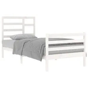 Berkfield Bed Frame White Solid Wood 90x200 cm