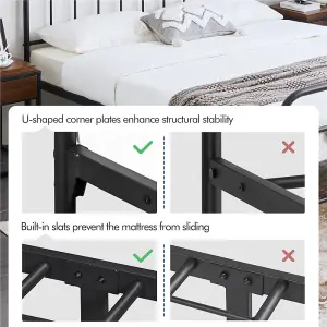 Yaheetech Black 5ft King Vintage Metal Bed Frame with High Headboard and Footboard