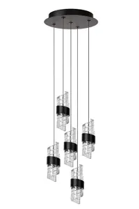 Lucide KLIGANDE - Pendant light - 30 cm - LED Dim. - 5x8W 2700K - Black