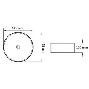 Berkfield Basin Ceramic Round Black 41.5x13.5 cm