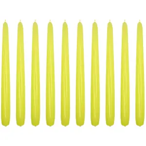 Tapered Dinner Candles, Pack of 10, Unscented, Long Burning Time, 24 cm / 19.45" (Pistachio, Varnished)