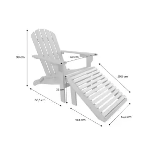 sweeek. Foldable wooden retro garden deck chair with side table Adirondack Salamanca Natural 69x139.2x90 cm