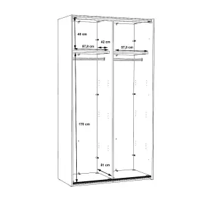 2 Door Sliding Wardrobe With Full Length Mirrored Door Matt White Frame