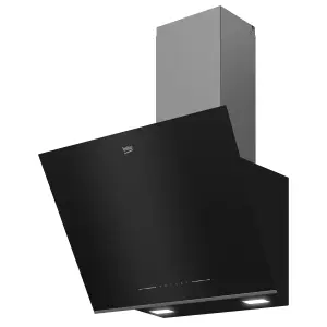 Beko BHCA66341BBH Glass Angled Cooker hood (W)59.5cm - Black