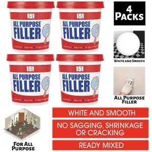 4X ALL PURPOSE FILLER White 600g Smooth Ready Mixed Interior Exterior Use Wood Wall