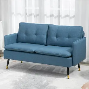 Portland 2 Seater Blue Button Tufted Sofa