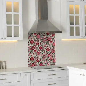 Cath Kidston Strawberry Gardens Glass Splashback - Red (600x750mm)