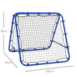 HOMCOM Rebounder Net Football Target Goal with Adjustable Angles, Blue