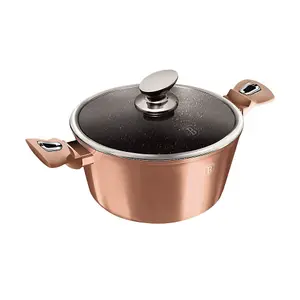 URBNLIVING Height 11.8cm Berlinger Haus 10Pc Rose Gold Cookware Set Aluminium Non Stick Pots Pans Induction Tools