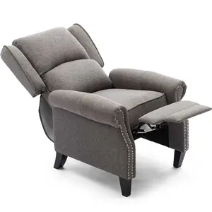 Charlotte Modern Fabric Pushback Recliner Armchair Sofa Accent Chair Reclining (Grey)