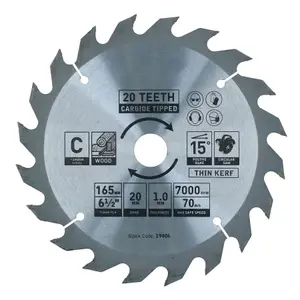 Circular Saw Blade 165mm x 20mm 20 Teeth TCT Coarse Cutting Disc Wood 1pc