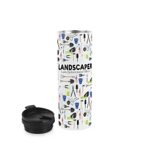 Landscaper Travel Mug - Novelty Trades Gift Gardener Stainless Steel Vacuum-Sealed Double-Walled Hot/Cold Drinks Travel Flask