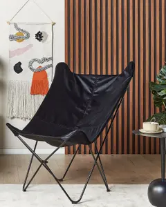 Beliani Retro Armchair NYBRO Velvet Black