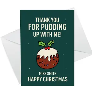 Personalised Funny Christmas Card For Teacher Thank You Card