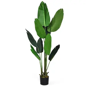 Costway 160cm Artificial Tropical Palm Tree w/ 10 Leaves Fake Bird of Paradise Plant