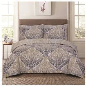 Gurule Polyester Damask Duvet Cover Set with Pillowcases Ochre / Single Duvet Cover + 1 Standard Pillowcase