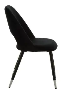 Black Velvet Dining Chair, Velvet Upholstery Accent Dining Table Chair, Tapered Back Living Room Chair