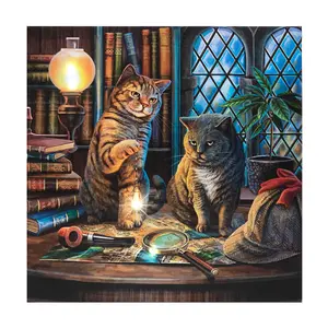 Lisa Parker Purrlock Holmes Light Up Canvas Plaque Multicoloured (30cm x 30cm)