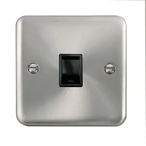 Curved Satin / Brushed Chrome Rj11 Socket - Black Trim - SE Home