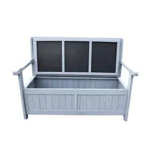 Grey Wooden Garden Enclosed Storage Bench