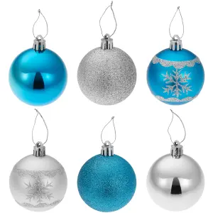 Christmas Baubles - 64-piece set in silver and blue - silver/blue