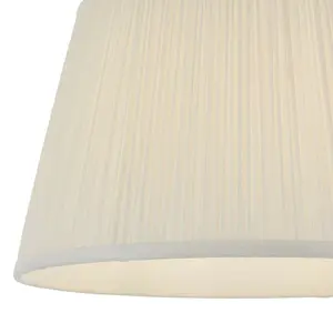 14" Elegant Round Tapered Drum Lamp Shade Off White Gathered Pleated Silk Cover