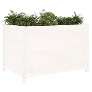 Berkfield Garden Raised Bed White 119.5x82.5x78 cm Solid Wood Pine