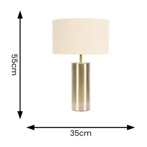 ValueLights Lexy Antique Brass Touch Table Lamp with Beige/Gold Shade